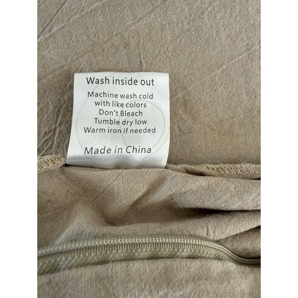 MooMee Queen Duvet Cover Cotton Linen Look Minimalist Neutral Bedding